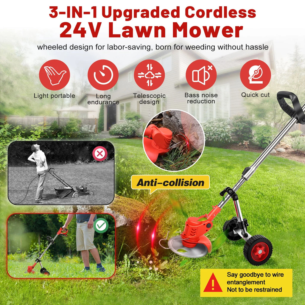 Cordless Electric Grass Trimmer & Edger 6 inch 3-in-1 K644