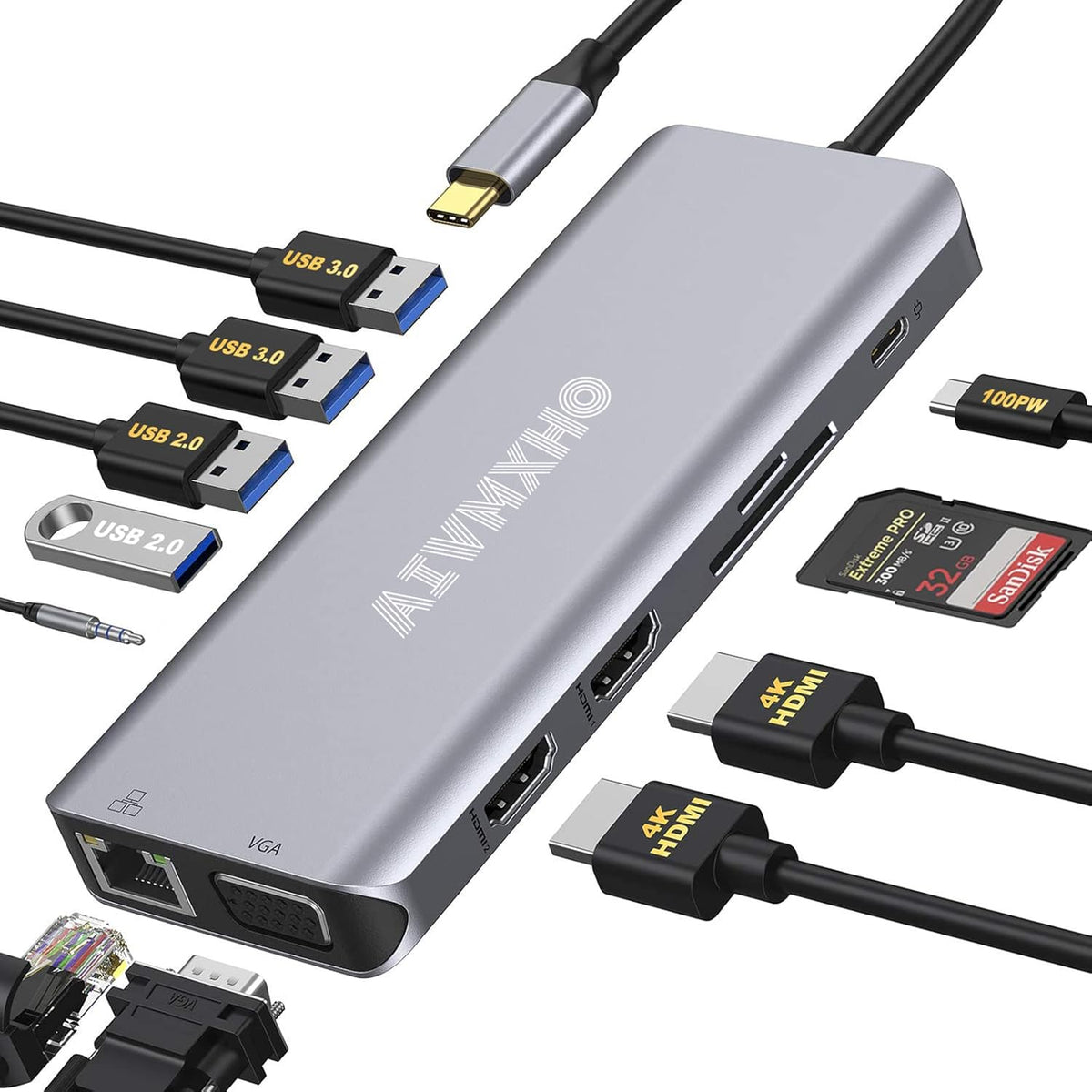 12-in-1 USB C Docking Station with Dual 4K HDMI Y461431