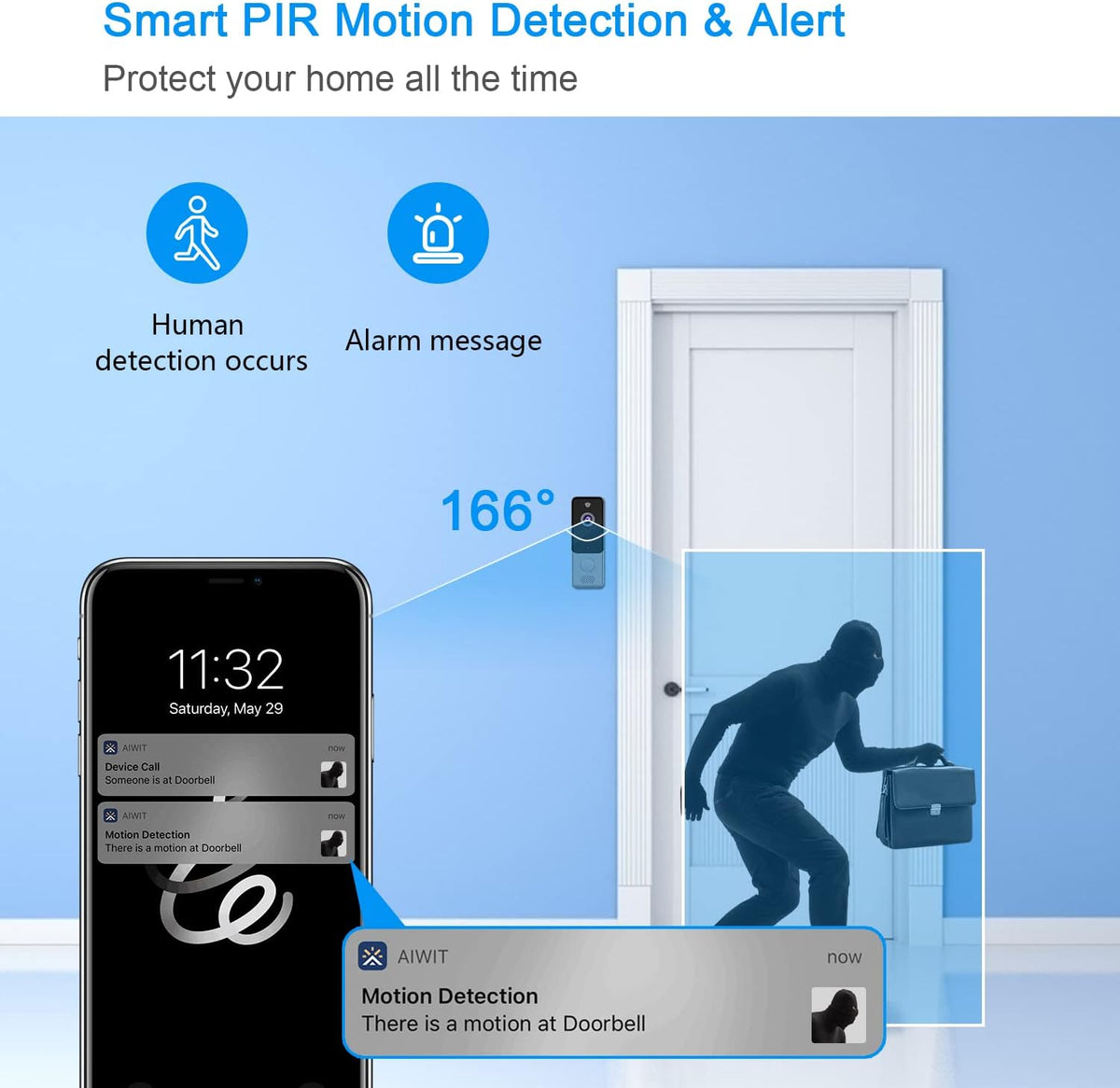 Wireless Video Doorbell Camera 1080P WiFi with Chime G1236