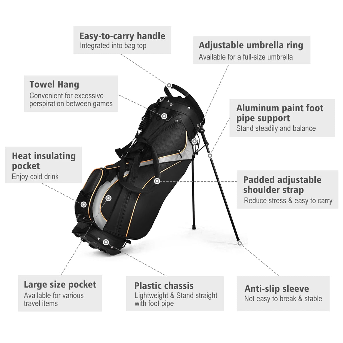Golf Stand Bag with 8-way Divider O84175