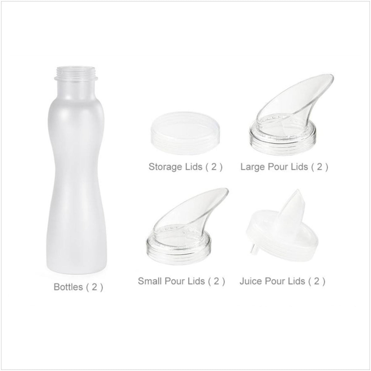 32 oz Salad Dressing Bottle and 4 Type Lid Set U4482
