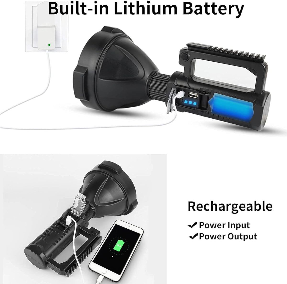 Rechargeable Handheld LED Flashlight 90000 High Lumens Waterproof A284341