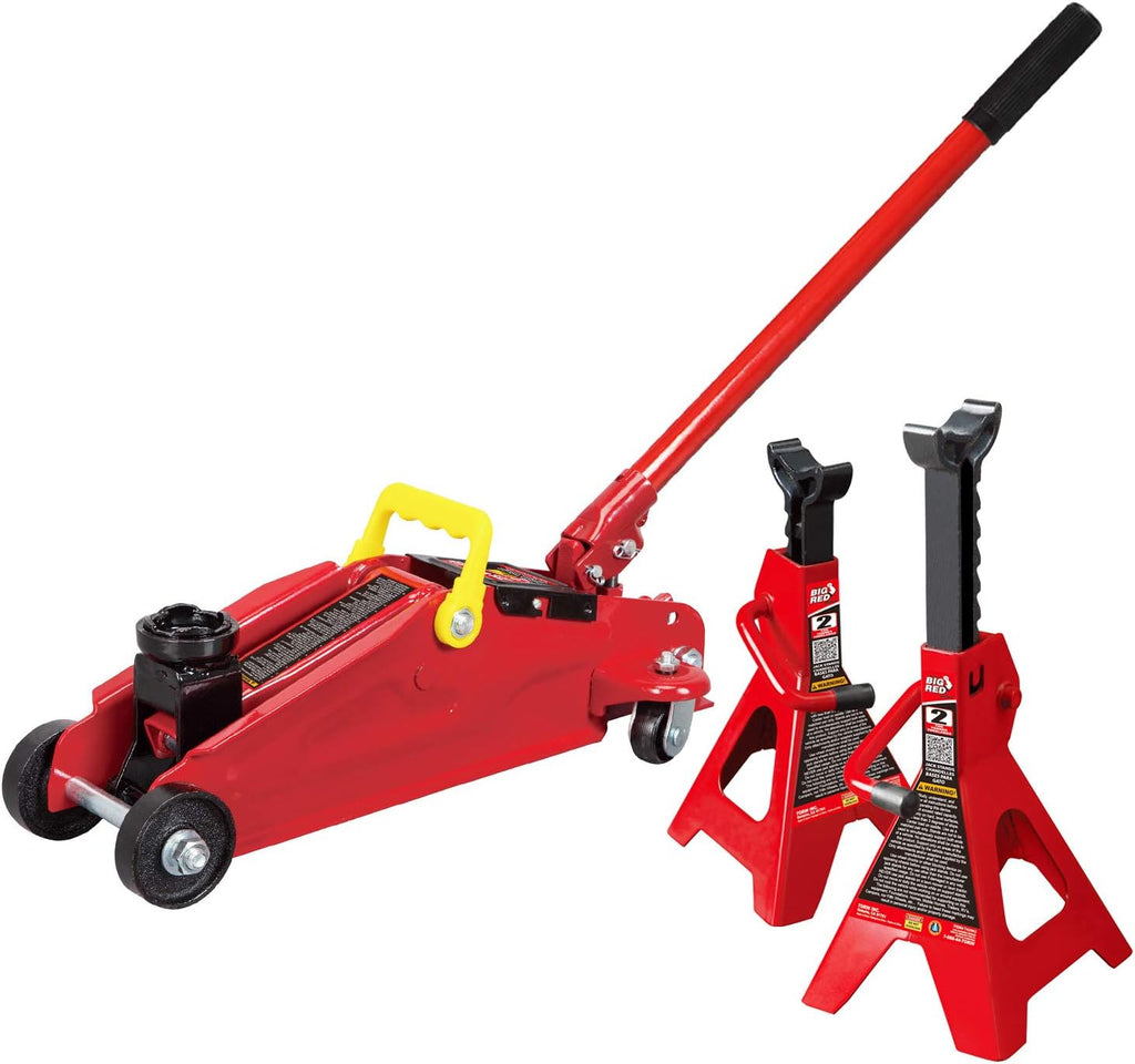 2 Ton Hydraulic Trolley Floor Jack with 2 Jack Stands J799175