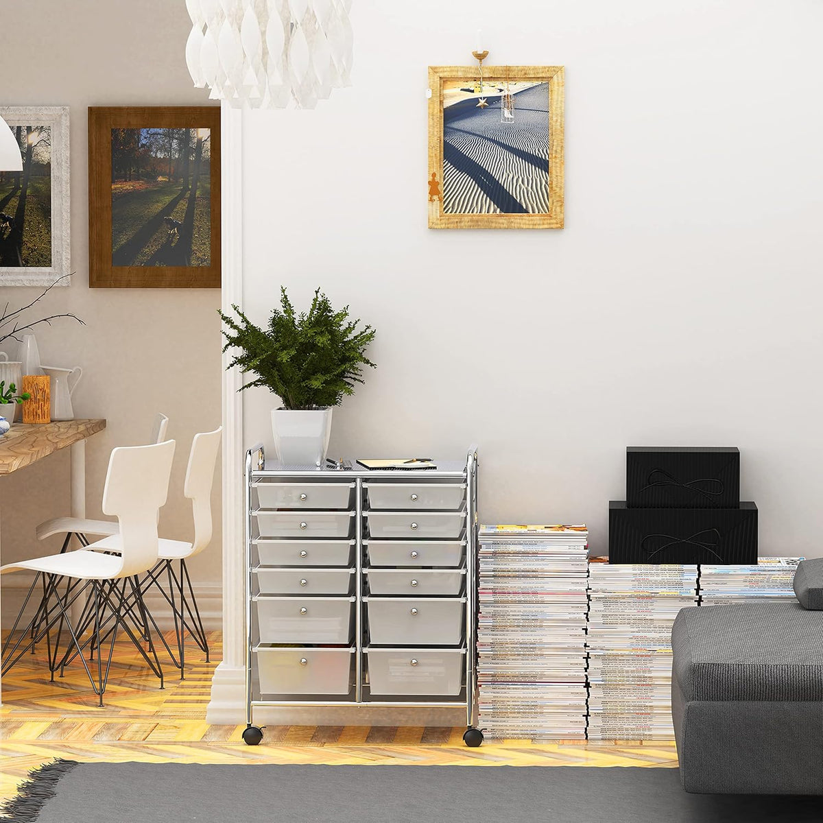 Utility Cart with 12 Drawers Rolling Storage Organizer B5803