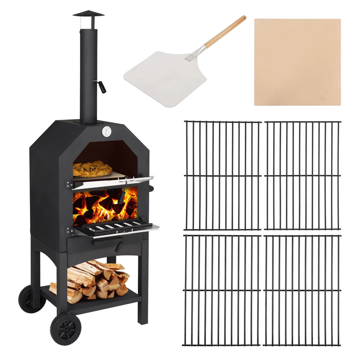 Outdoor Wood Fired Pizza Oven with Pizza Stone U343