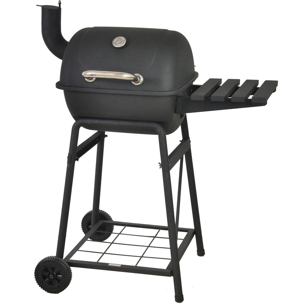 Steel Mini Barrel Charcoal Grill with Side Shelf, Black C655327