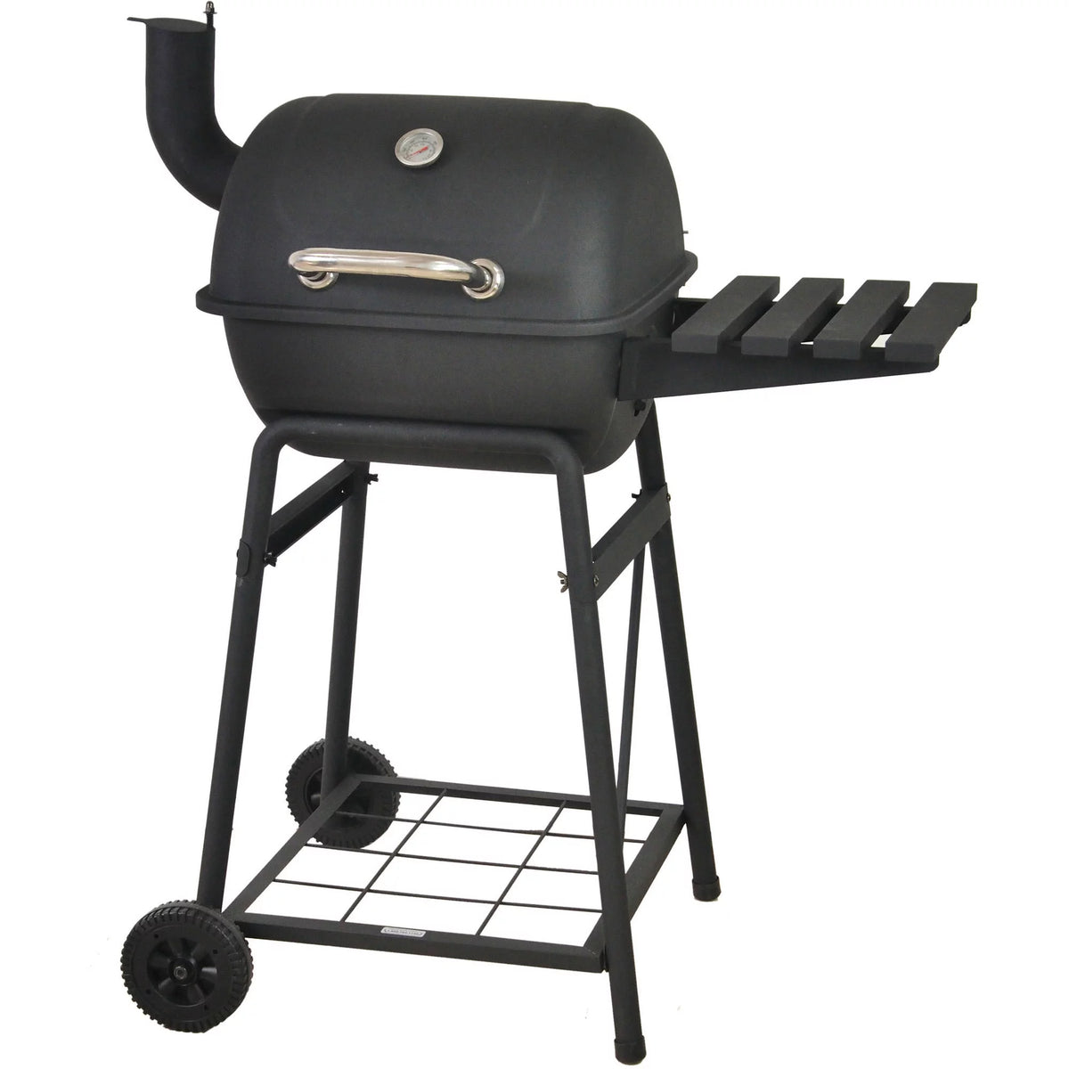 Steel Mini Barrel Charcoal Grill with Side Shelf, Black C655327