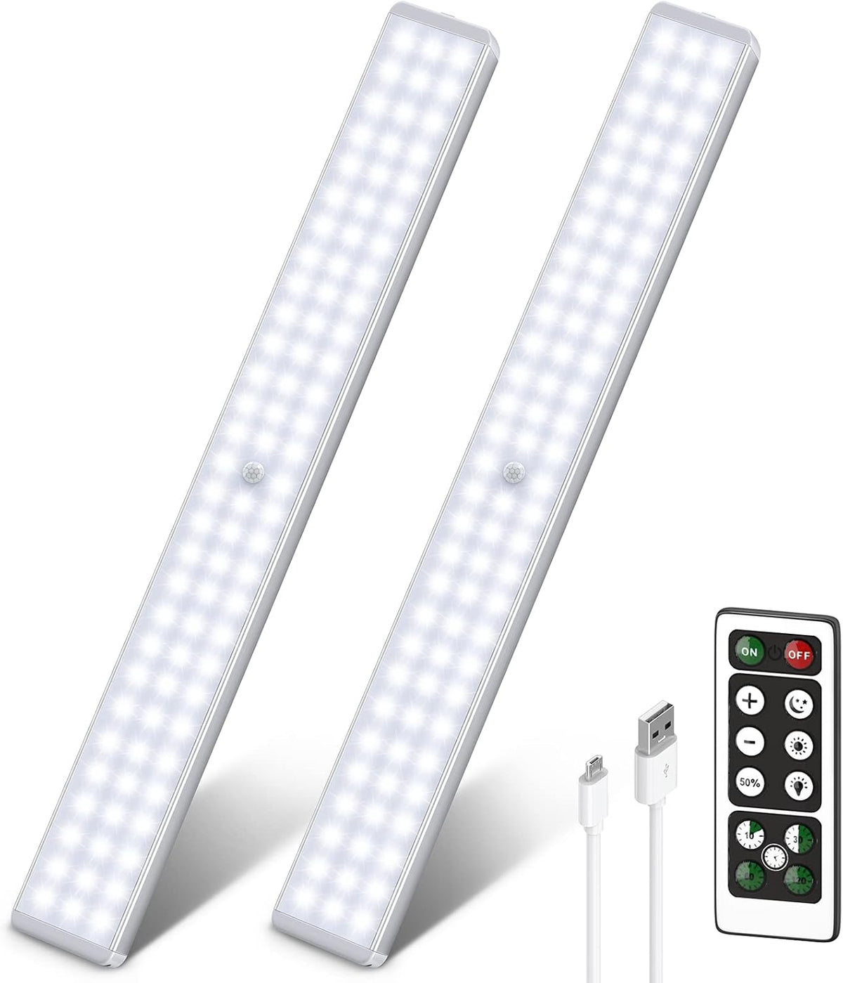 86-LED Rechargeable Motion Sensor Under Cabinet Light with Remote (2 Pack) I821516