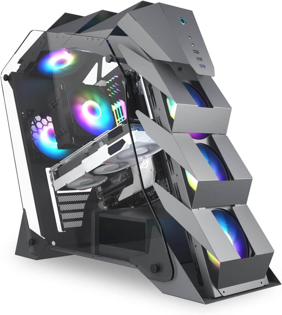 Black M-ATX Mid-Tower PC Gaming Case with 200mm RGB Fan T275