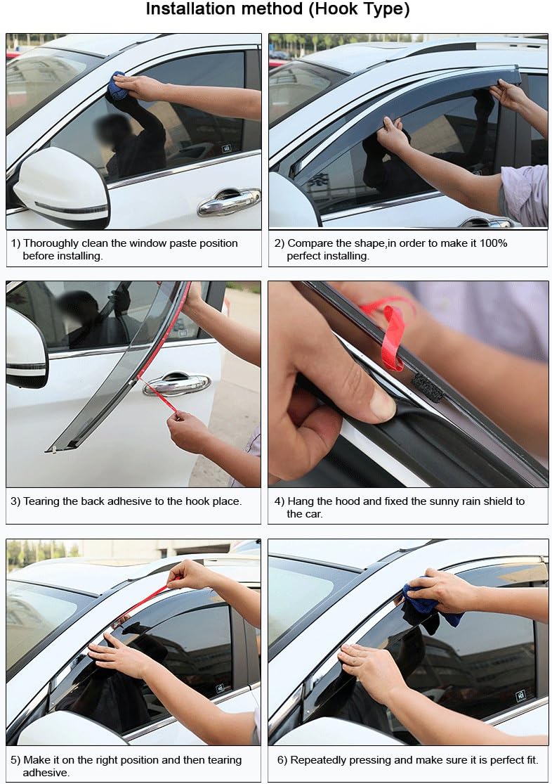 Car Window Visor Vent Shade Deflector Sun Rain Fog Guards L825903