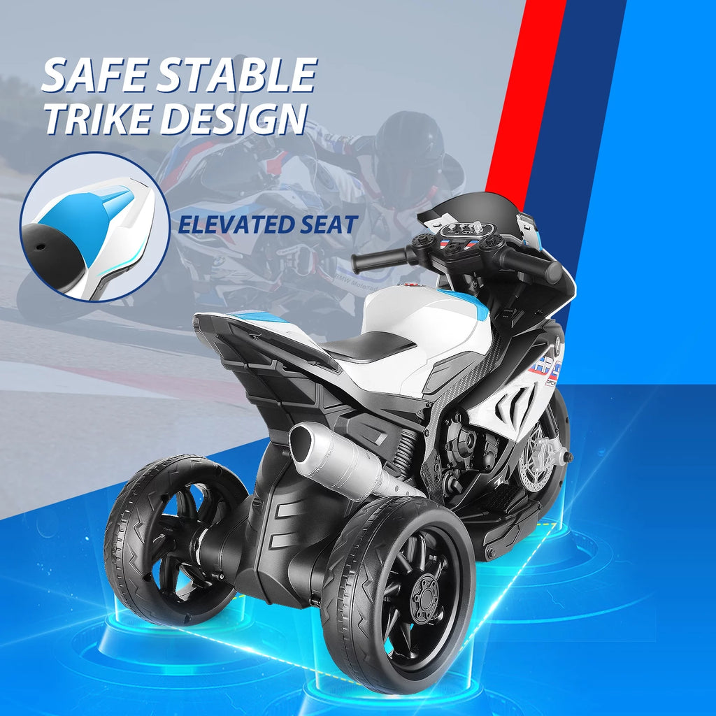 12V White 3 Wheels Kids Ride on Motorcycle D841778