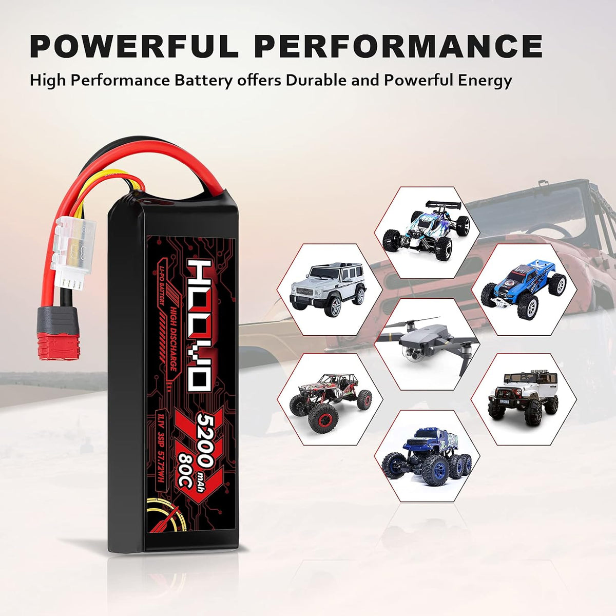 3S 11.1V 80C 5200mAh LiPo Battery with Deans T Plug 2 Packs E1799