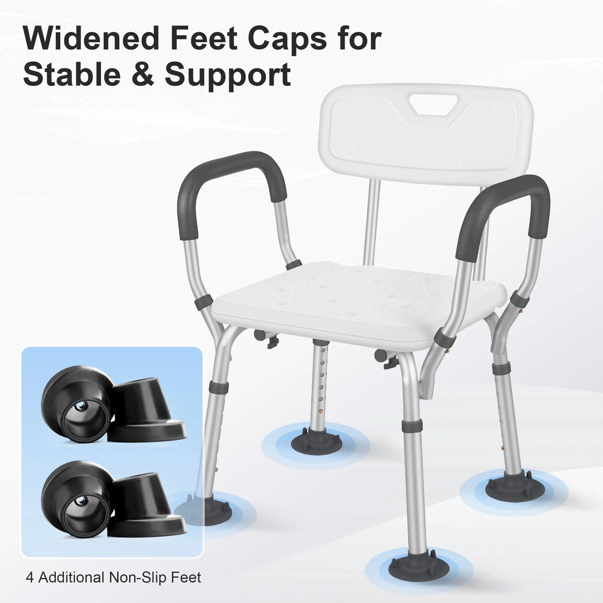 Adjustable Shower Chair with Back and Padded Handles, 350 lb Capacity X1250