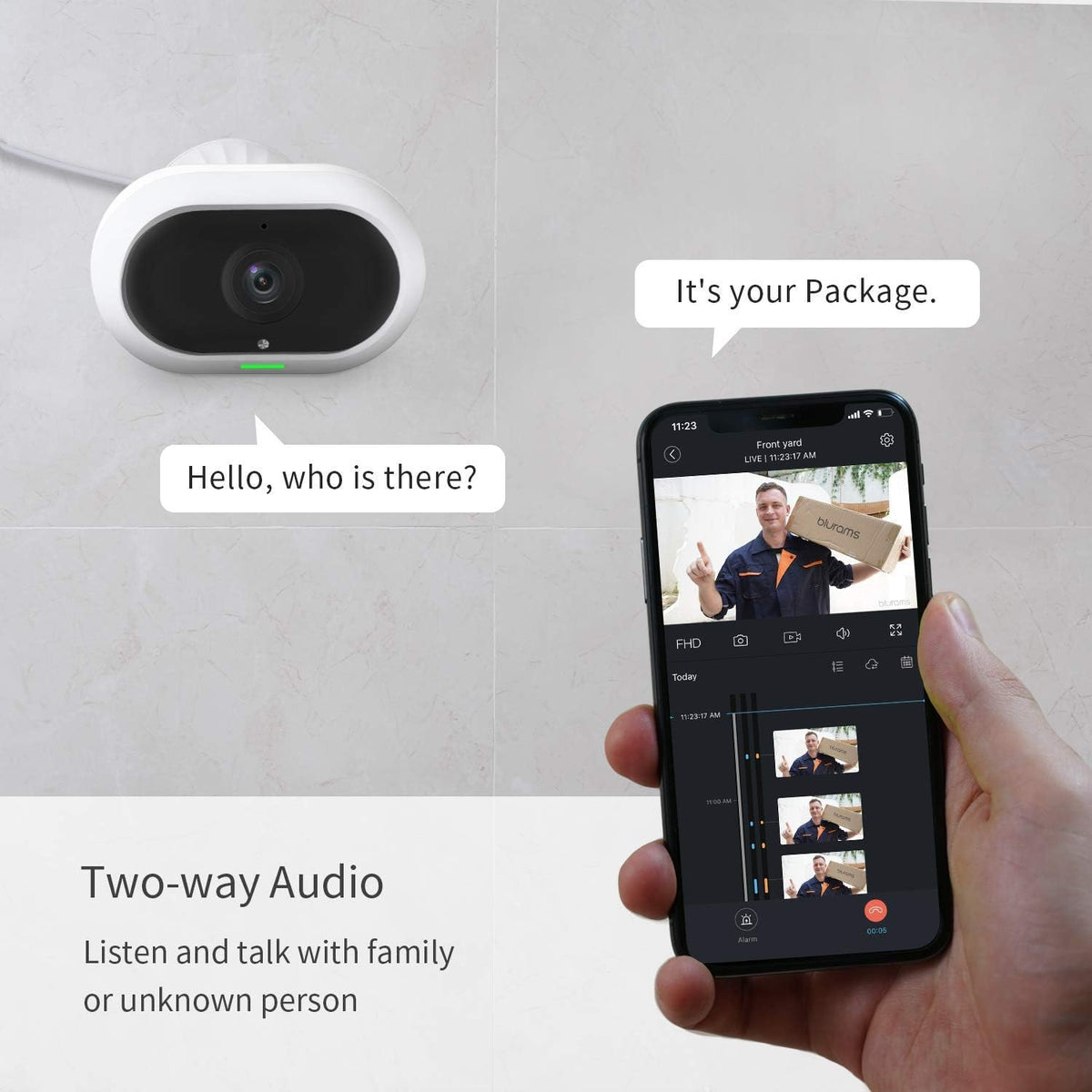 Outdoor Security Camera with 2-Way Audio, Night Vision, Siren, Weatherproof P23088