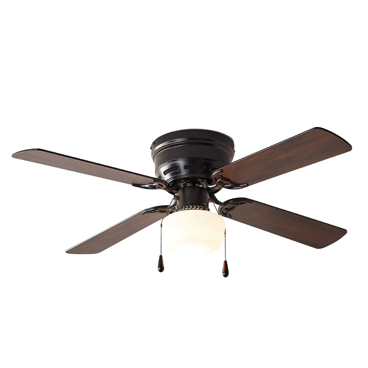 42 inch Hugger Indoor Ceiling Fan with Light Kit, Black, 4 Blades W443