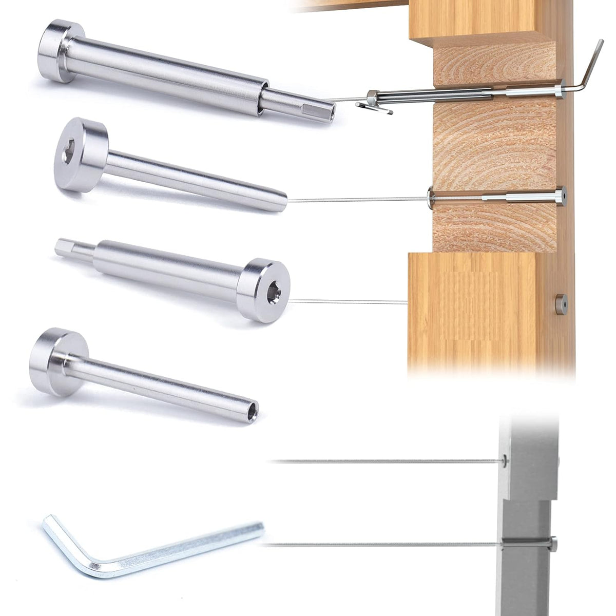 10 Pair Invisible Cable Railing Kit 1/8 Swage Tensioner and Terminal T316 Stainless Steel R561