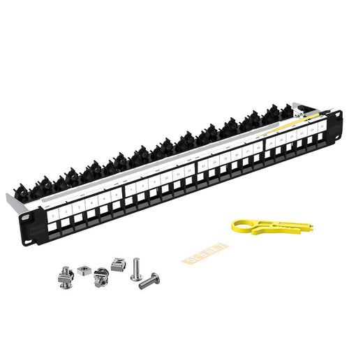 24 Ports 1U Blank Keystone Patch Panel, 19 inch Rack or Wall Mount Pack of 2 X719