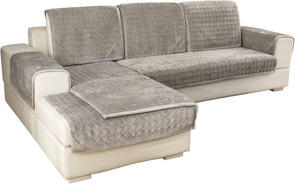 Velvet Sectional Sofa Covers 36 x 82 Inch Light Gray Q493