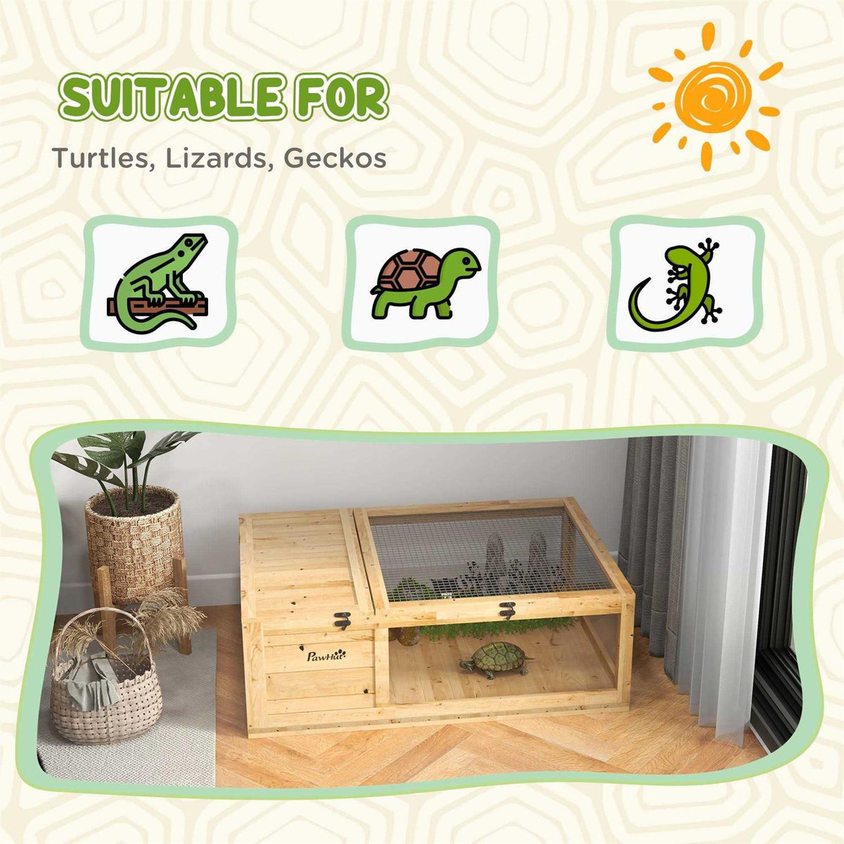 Wooden Tortoise House Turtle Habitat Enclosure V8246