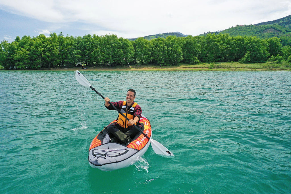 Inflatable Touring Kayak with Carry Bag, Paddle, Fin, Pump V8596