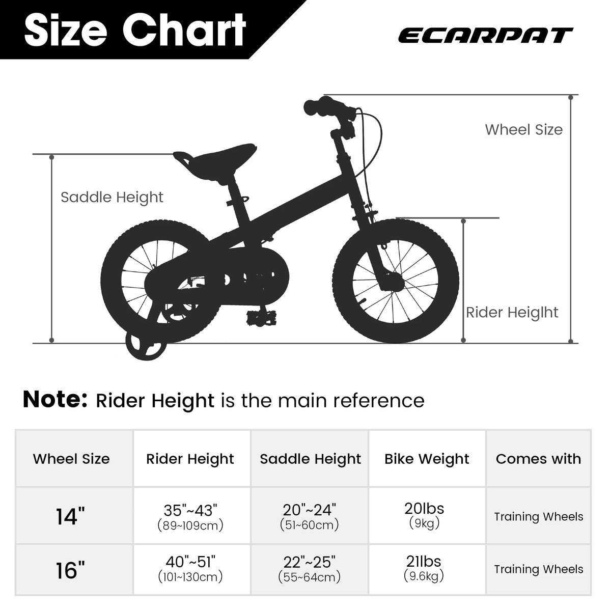 14 16 Inch Toddler Bike with Training Wheels L1388