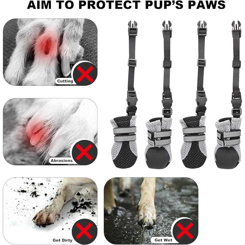 Dog Boots with Buckle Straps and Weatherproof F722