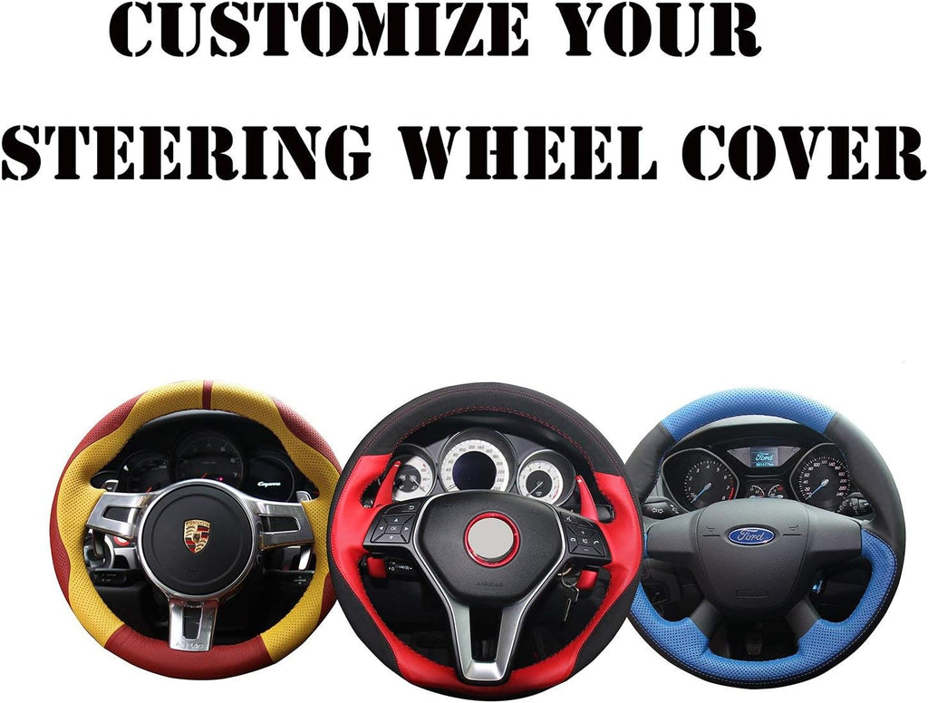 Black Genuine Leather Steering Wheel Cover D824661