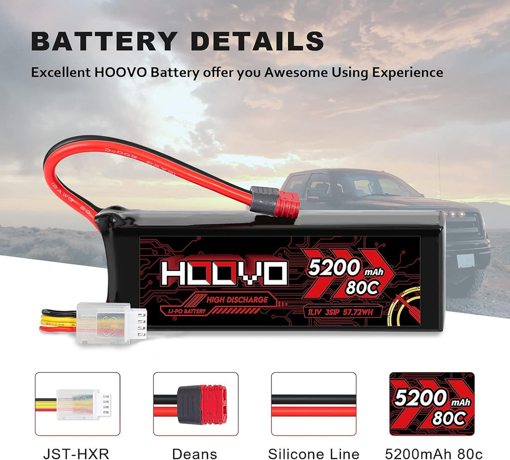3S 11.1V 80C 5200mAh LiPo Battery with Deans T Plug 2 Packs E1799
