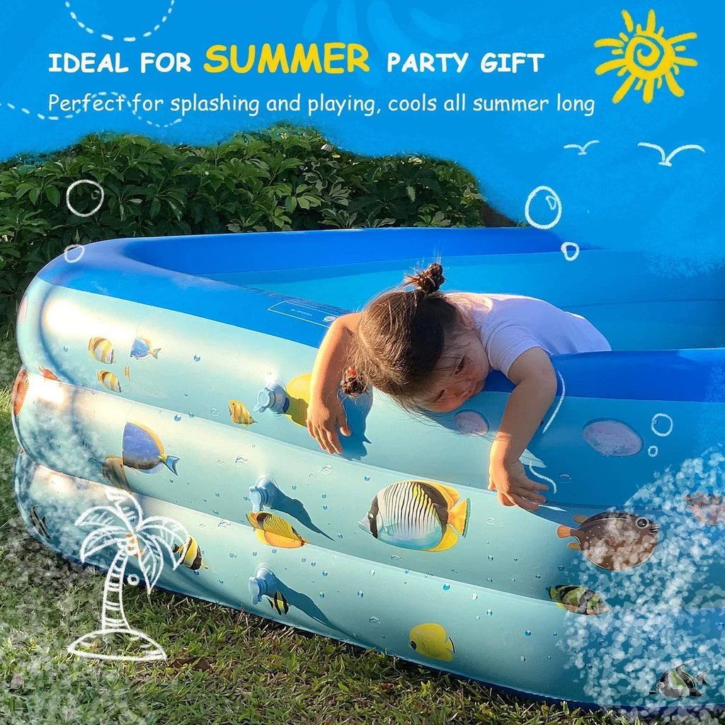 Inflatable Pool, Thickened Kiddie Pool, BPA-Free, 6.9 x 5 x 1.8 ft, Blue D730332