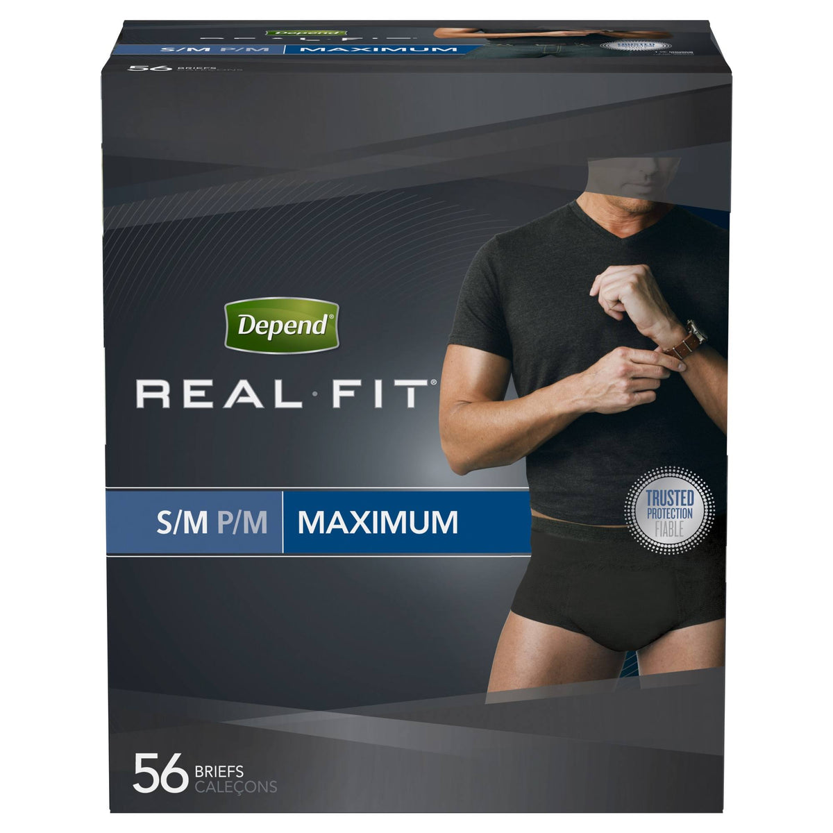 Men's Maximum Absorbency Briefs Black S/M 56 Count O311