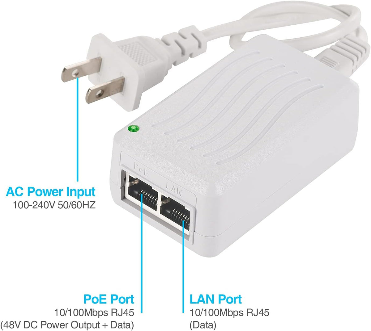 3 Pack 48V 0.5A PoE Injector Power Supply Adapter Z887165