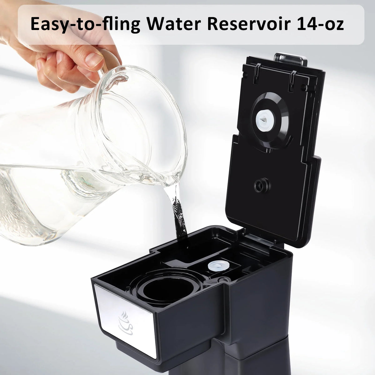 Slim Single Serve Coffee Maker 2 in 1, 14 Oz, Black L484