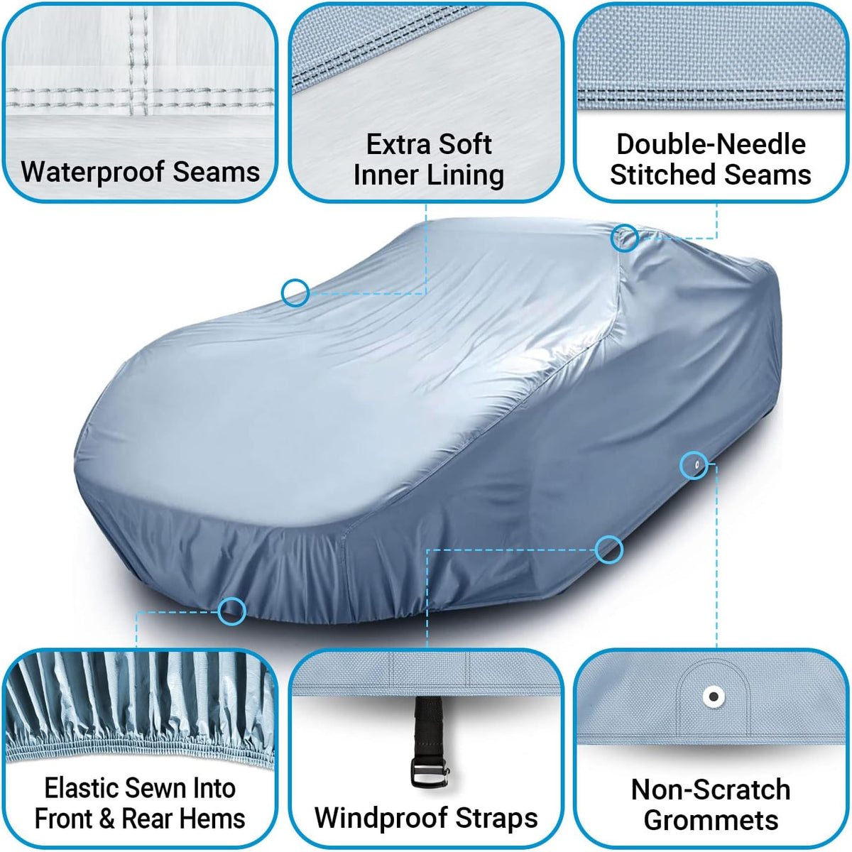 Waterproof Full Car Cover with Straps C4135