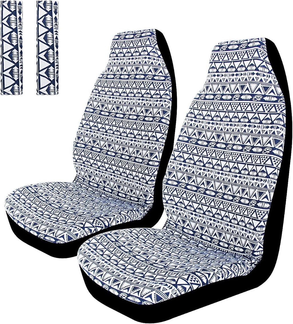 Colorful Stripe 4pc Front Seat Covers with Seat-Belt Pad Protectors K971