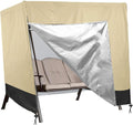 420D Waterproof Patio Swing Cover 87 x 60 x 72 Beige Black A5082