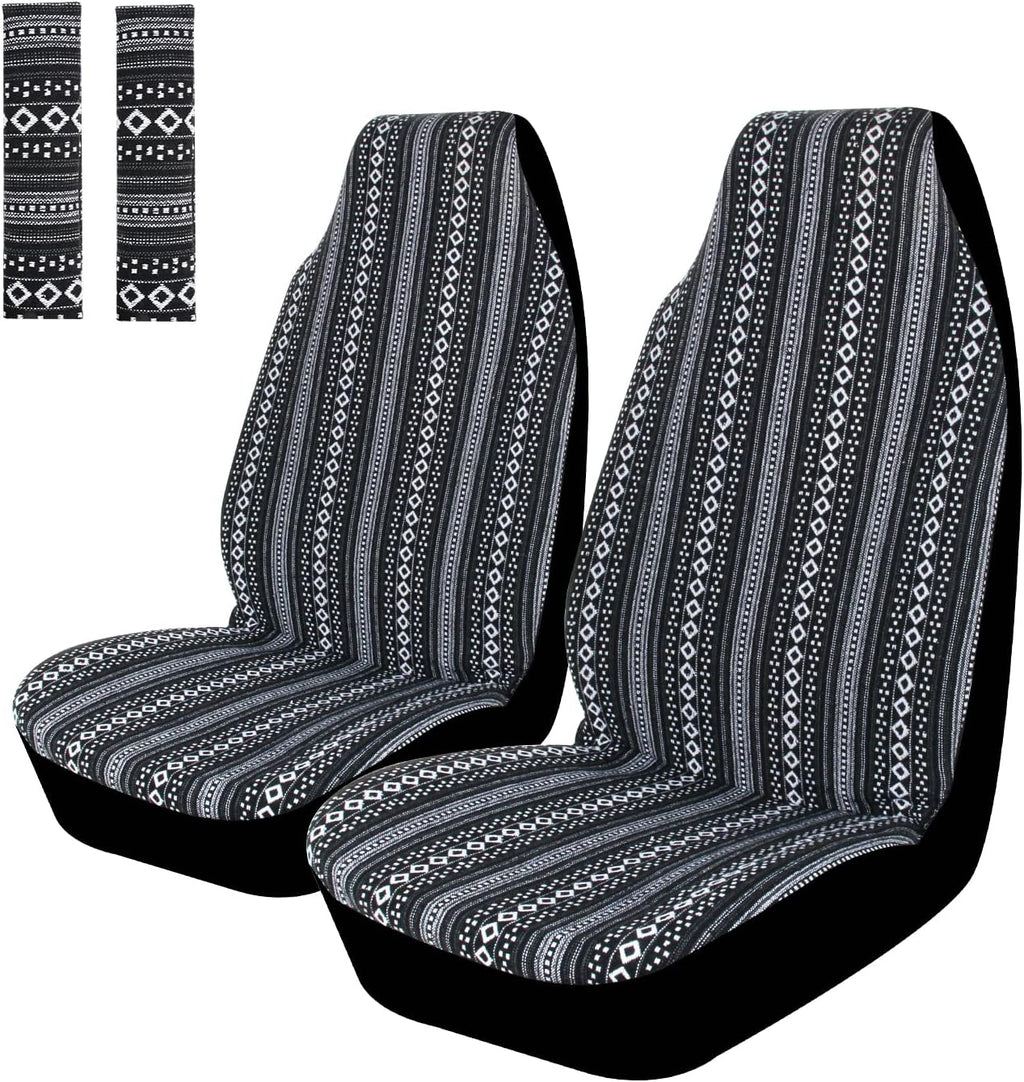 Colorful Stripe 4pc Front Seat Covers with Seat-Belt Pad Protectors K971