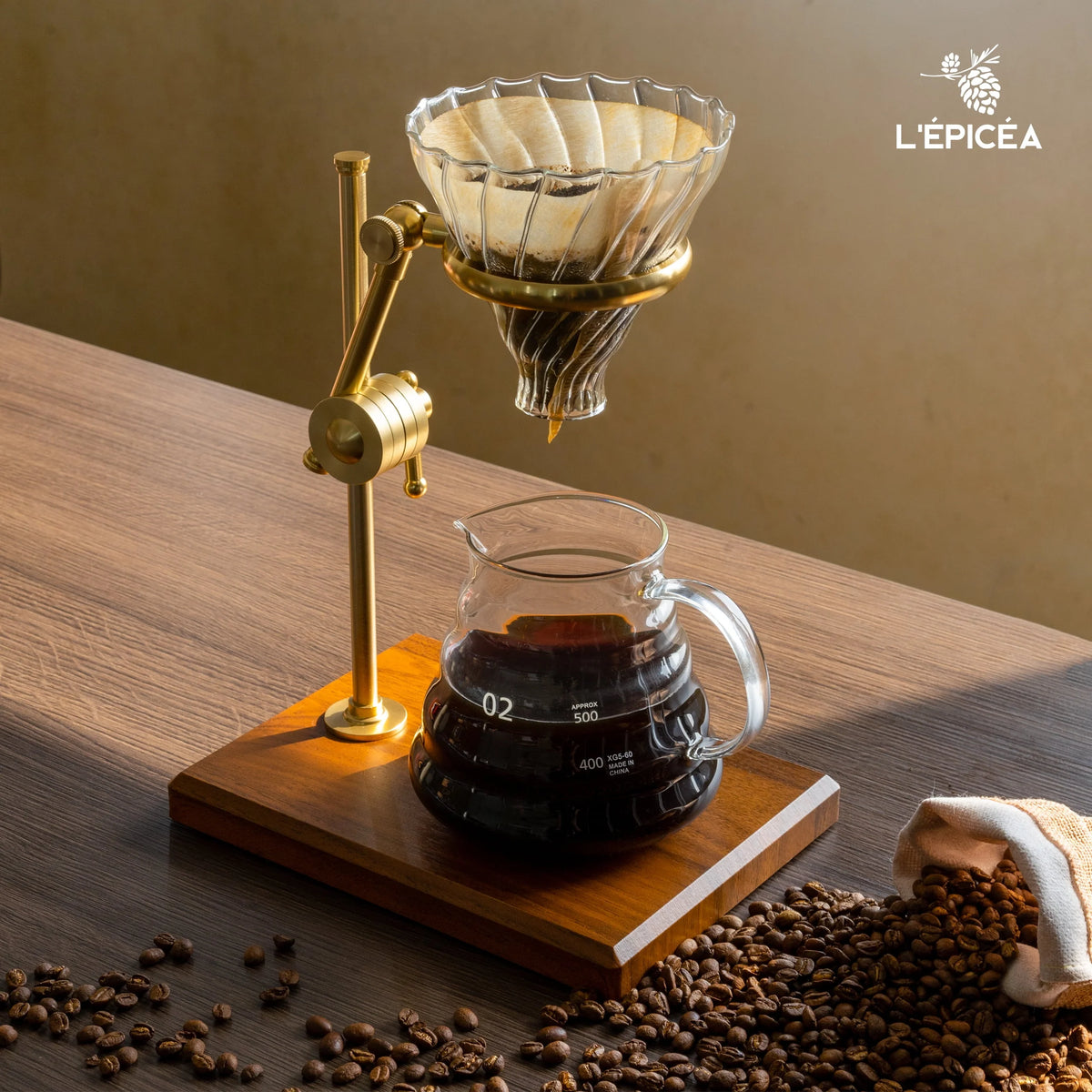 Pour over Coffee Maker Set Stainless Steel Glass Coffee Dripper F96779