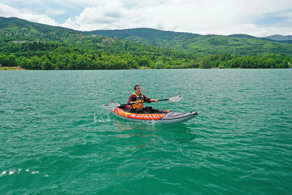 Inflatable Touring Kayak with Carry Bag, Paddle, Fin, Pump V8596