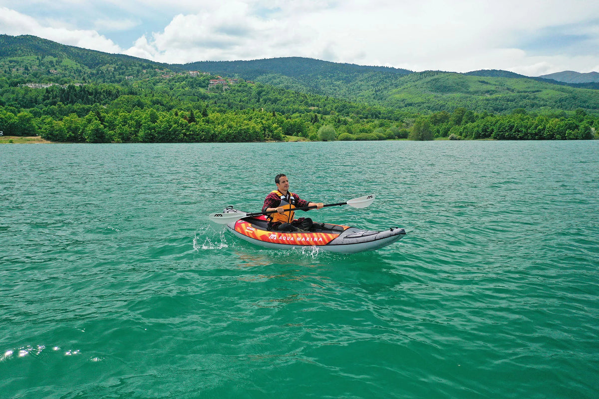 Inflatable Touring Kayak with Carry Bag, Paddle, Fin, Pump V8596