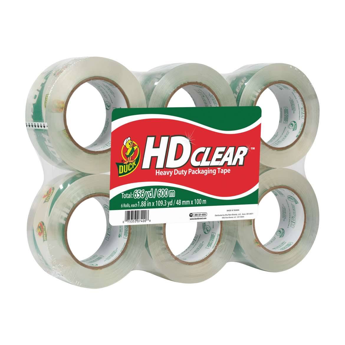 Heavy Duty Packaging Tape, Clear, 6 pk, 1.88 in. x 109.3 yd K370