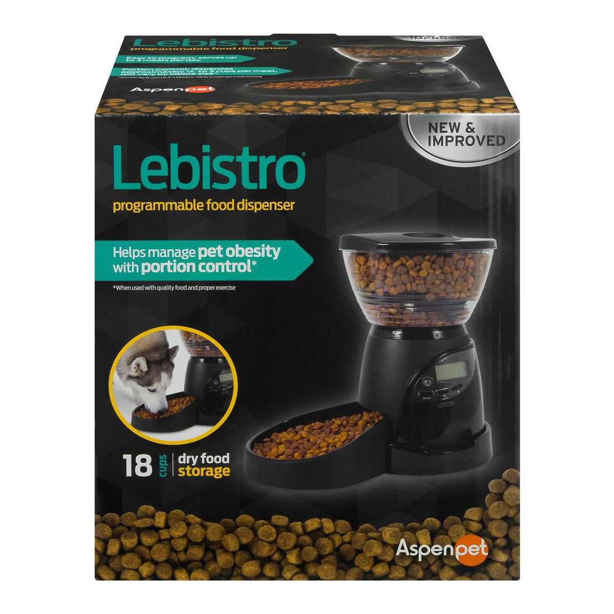 Black Programmable Portion Control Pet Feeder W331