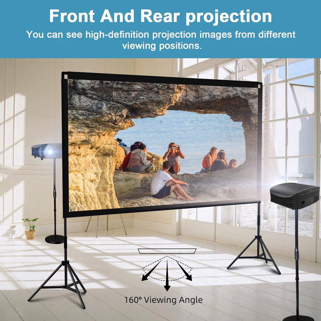 120inch 16:9 4K Wrinkle-Free Projector Screen with Stand and Carry Bag D90400