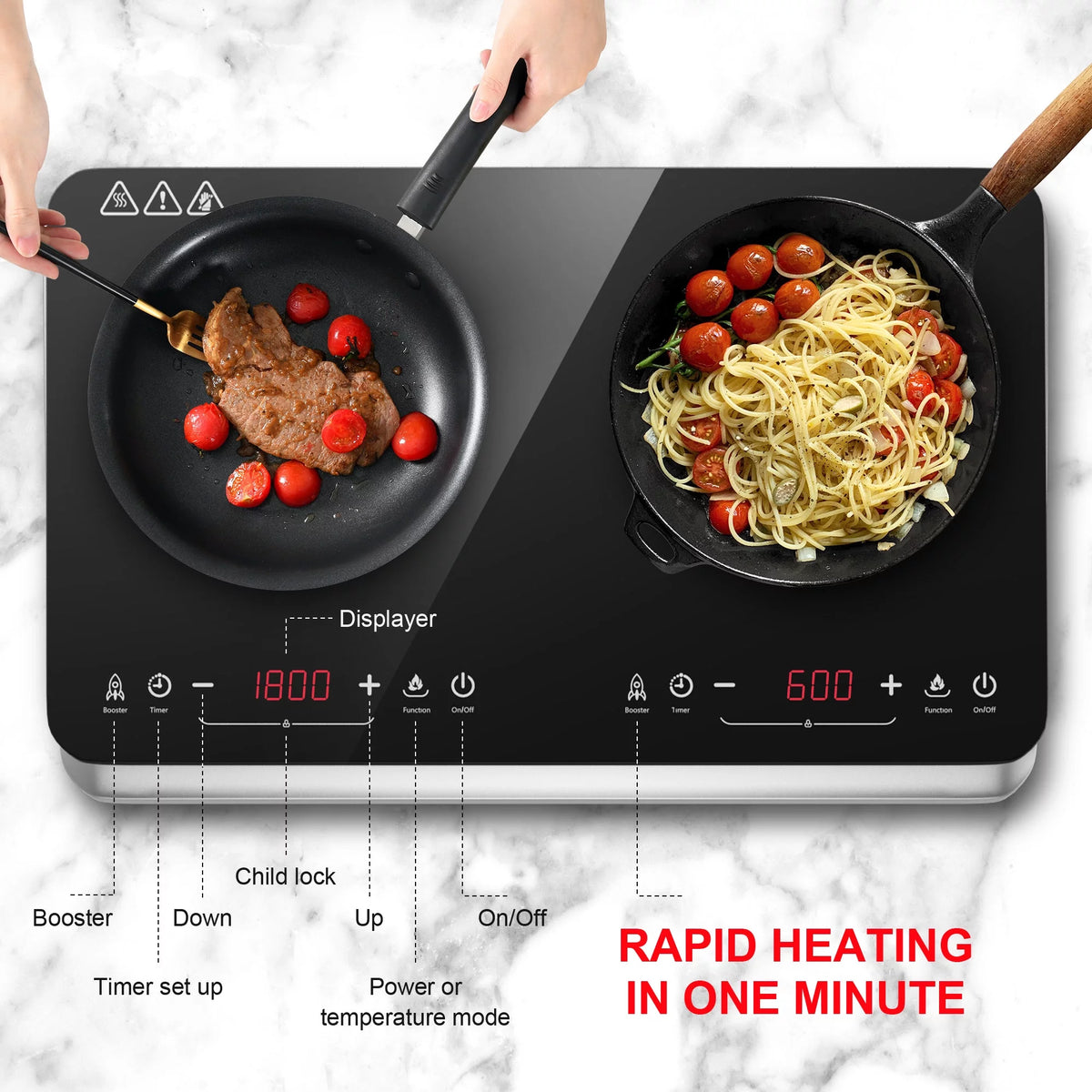 1800W Double Burner Electric Induction Cooktop Q706