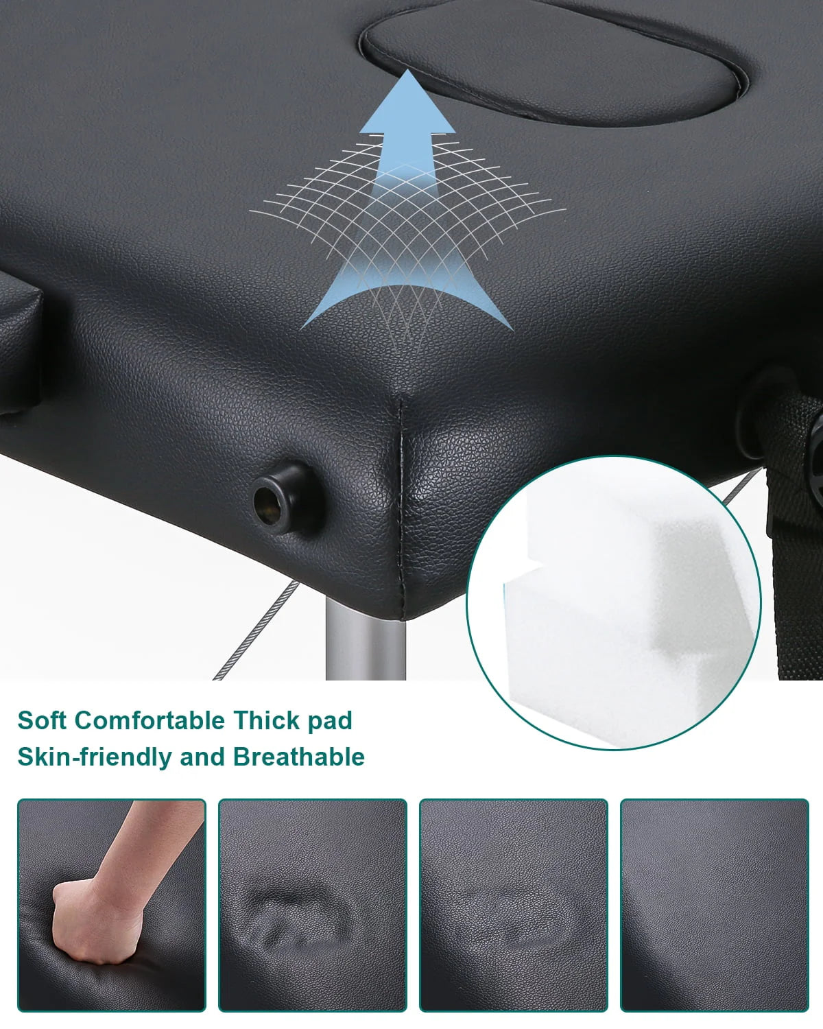Portable 84 Inch Adjustable Folding Massage Table Black N447770