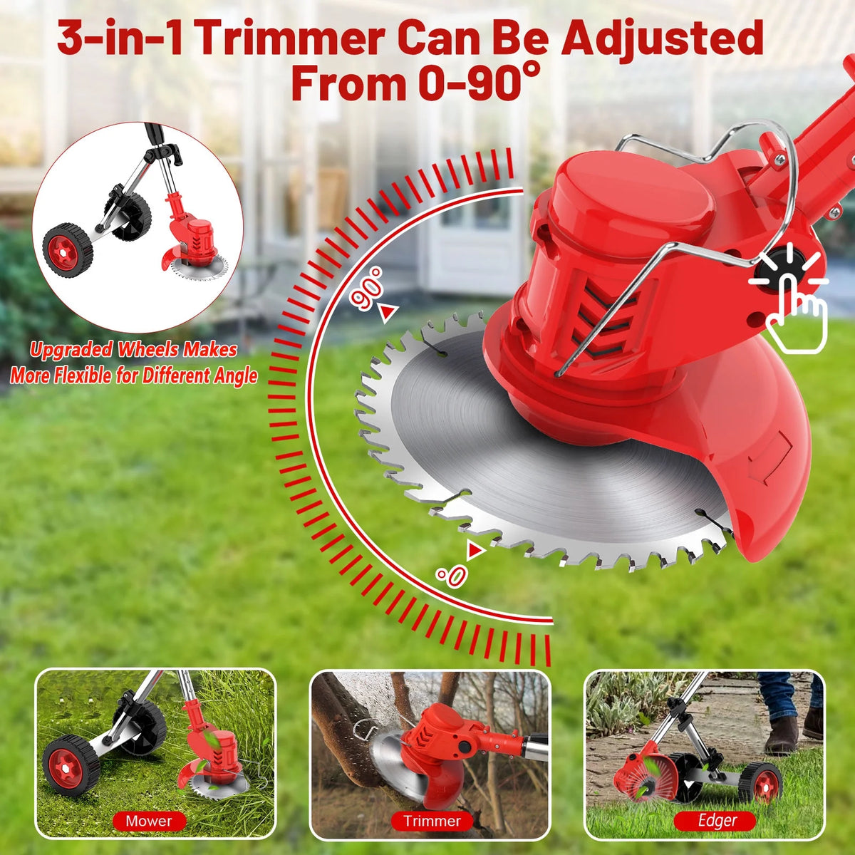 Cordless Electric Grass Trimmer & Edger 6 inch 3-in-1 K644