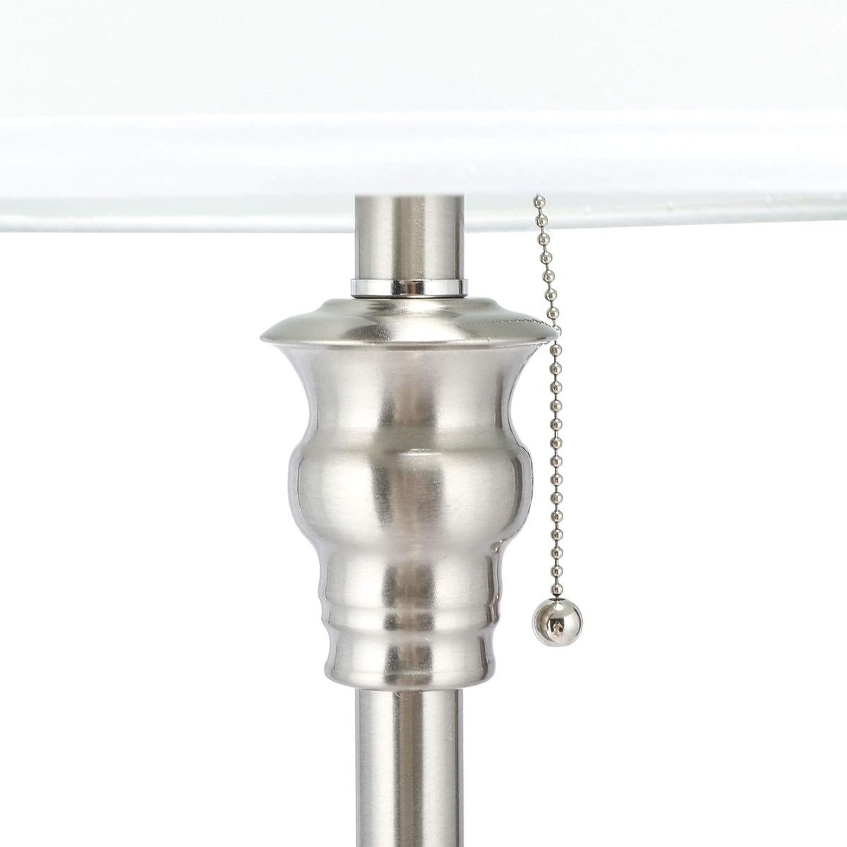 3 Lamp Set with White Fabric Shade Table and Floor Lamp Steel Finish M7261