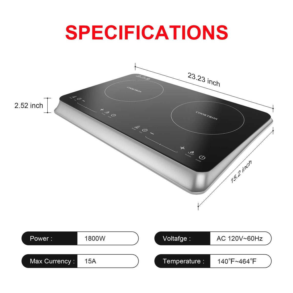1800W Double Burner Electric Induction Cooktop Q706