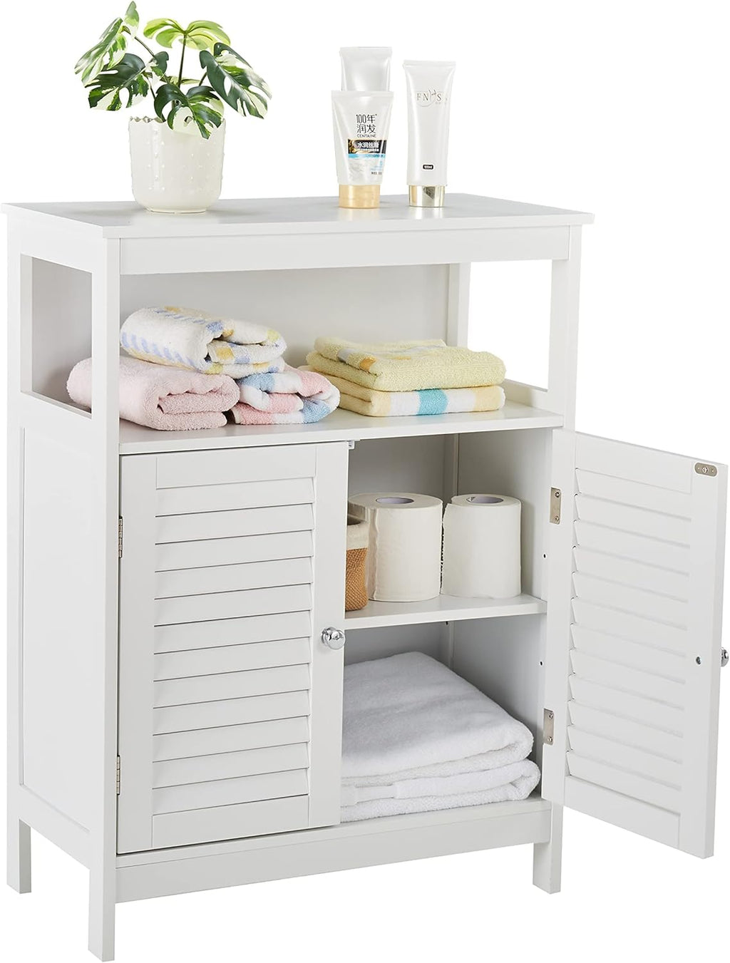 White Storage Cabinet with Two Doors Y9602