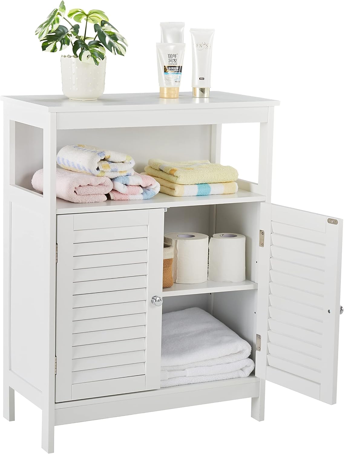 White Storage Cabinet with Two Doors Y9602