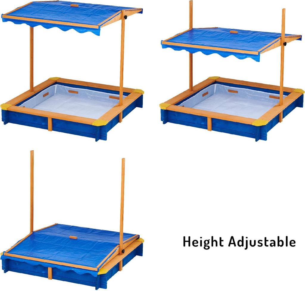 Wooden Outdoor Kids Sandbox with Canopy X24027